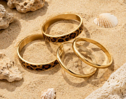 Leopard Print &amp; Gold Bangle Set – 4 Piece | Coastal Divas