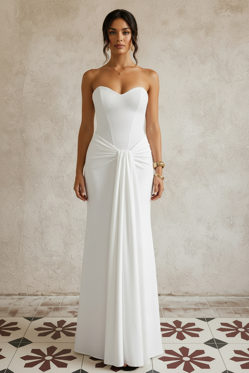 White Strapless Long Dress | Coastal Divas