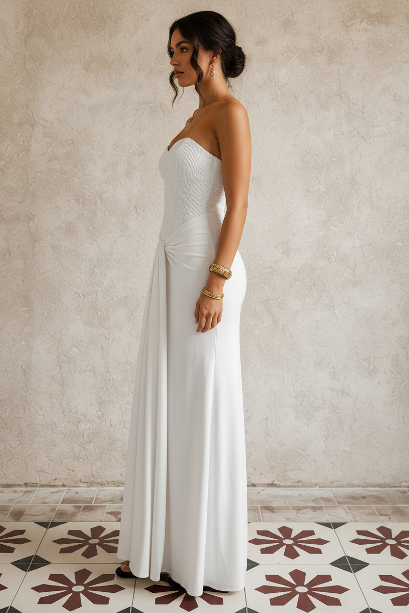 White Strapless Long Dress | Coastal Divas