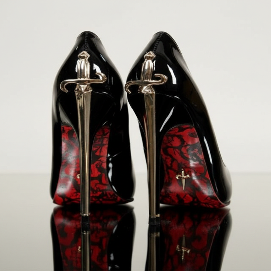 Shiny Black Sword Heels