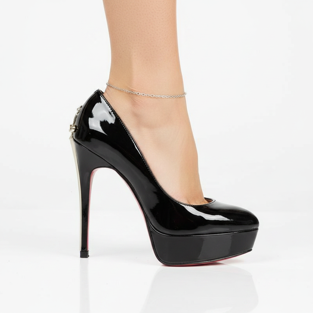 Shiny Black Sword Heels