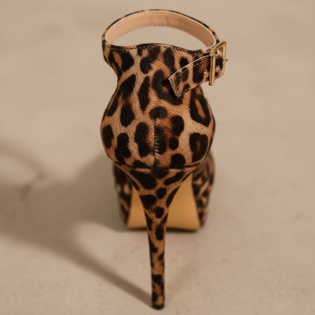 Leopard Print Ankle Strap Heels