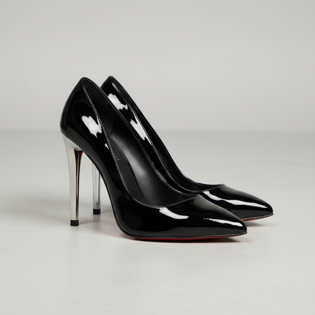 Shiny Black Sword Heels