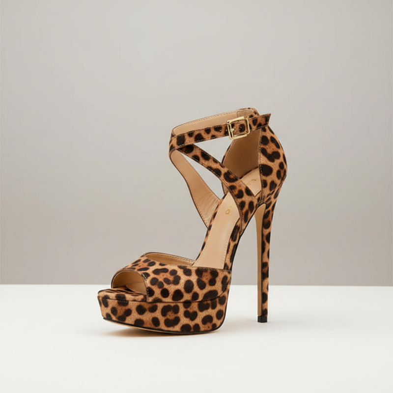 Leopard Print Ankle Strap Heels