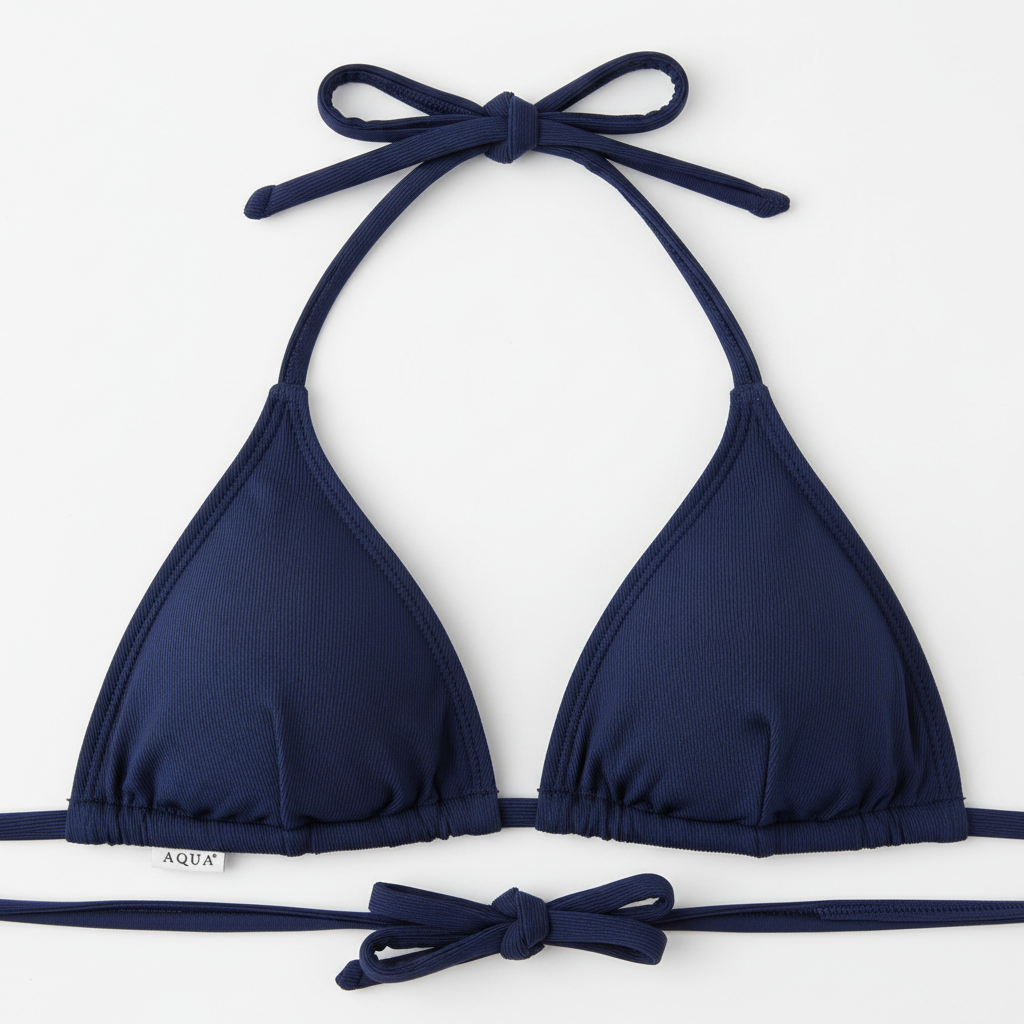 Navy Blue Triangle Halter Bikini Set