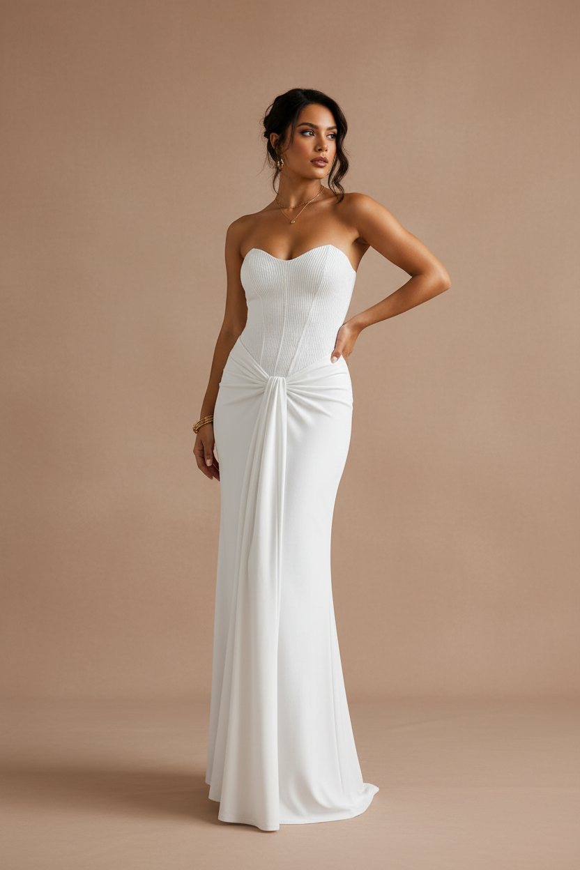 White Strapless Long Dress | Coastal Divas