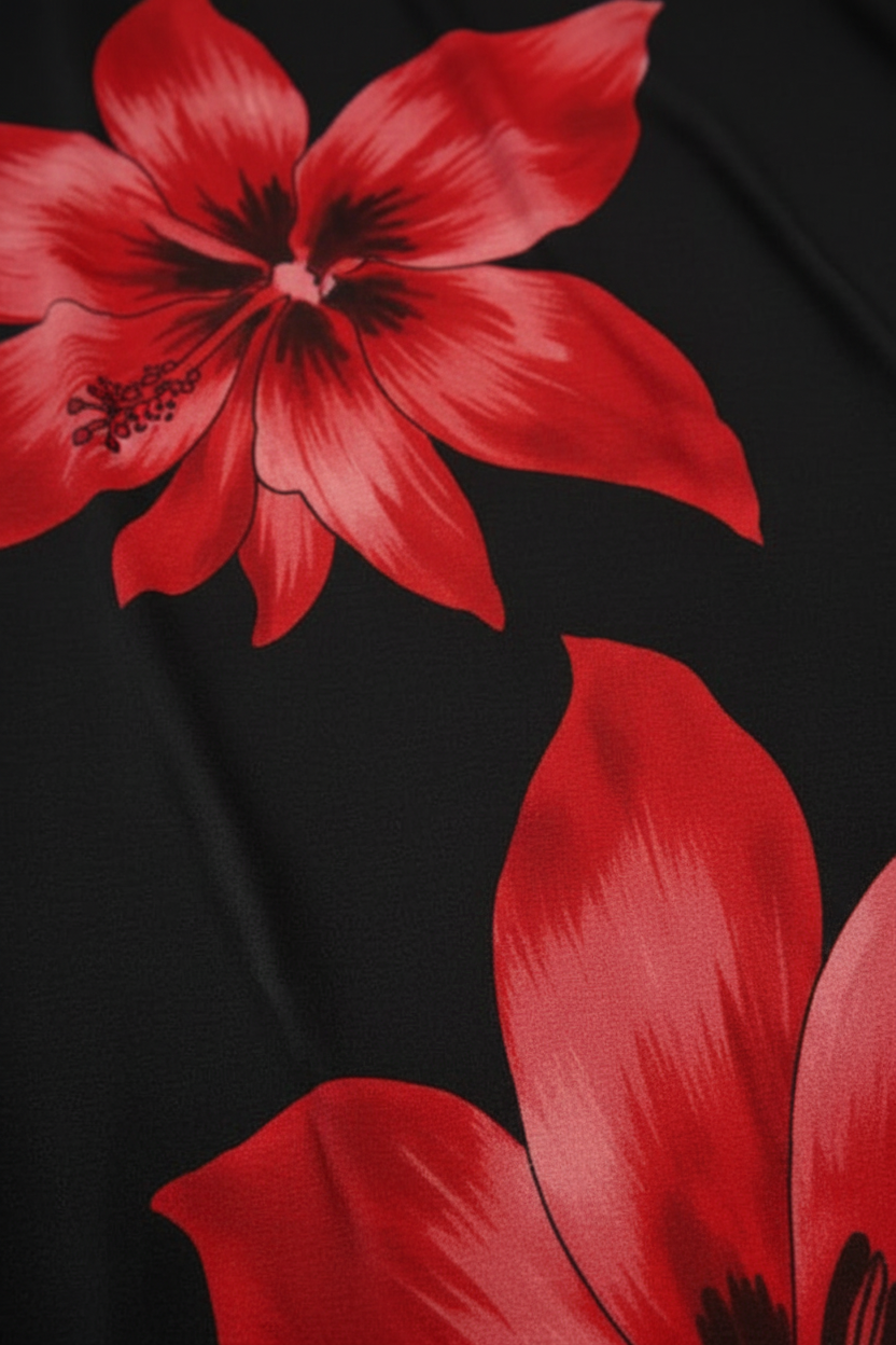Coastal Divas Black & Red Floral Halter Maxi Dress