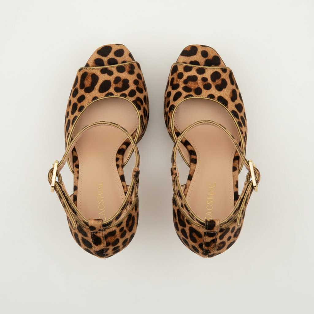 Leopard Print Ankle Strap Heels