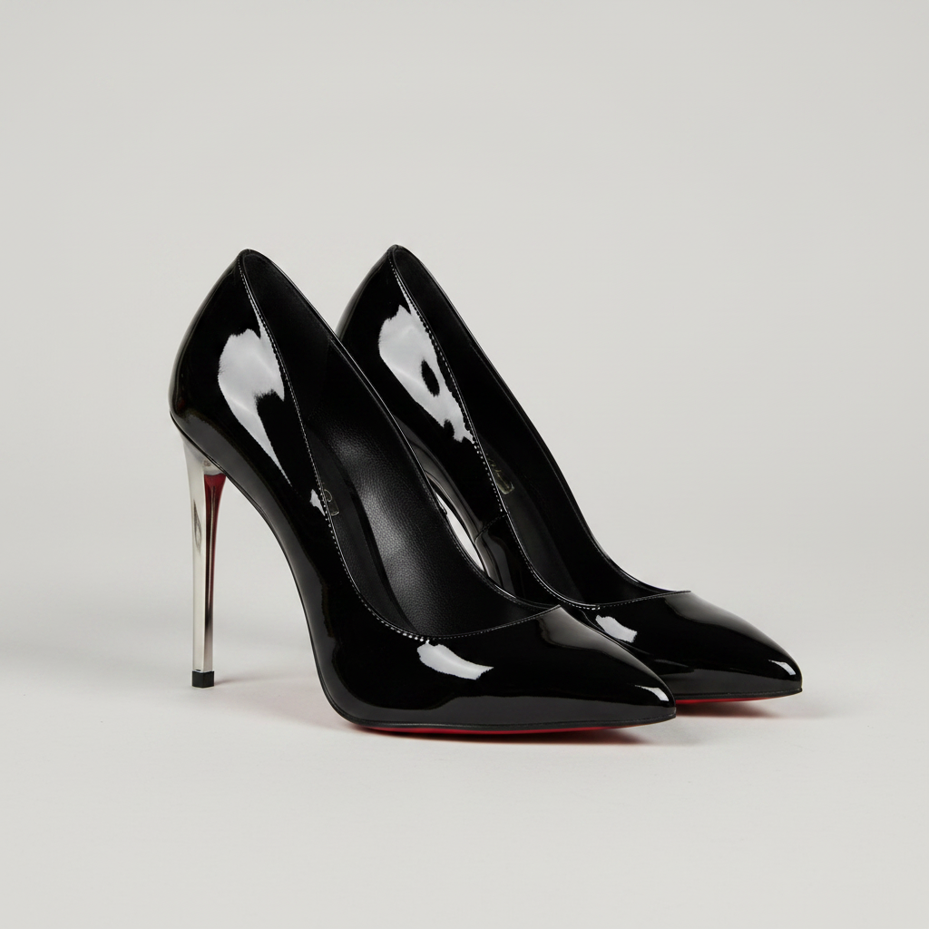 Shiny Black Sword Heels