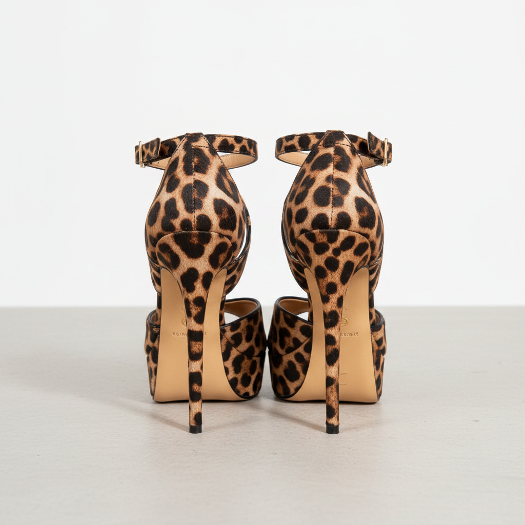 Leopard Print Ankle Strap Heels