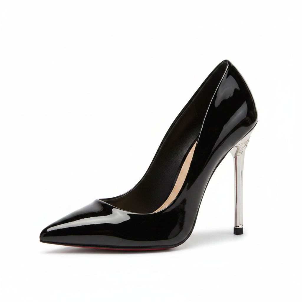 Shiny Black Sword Heels