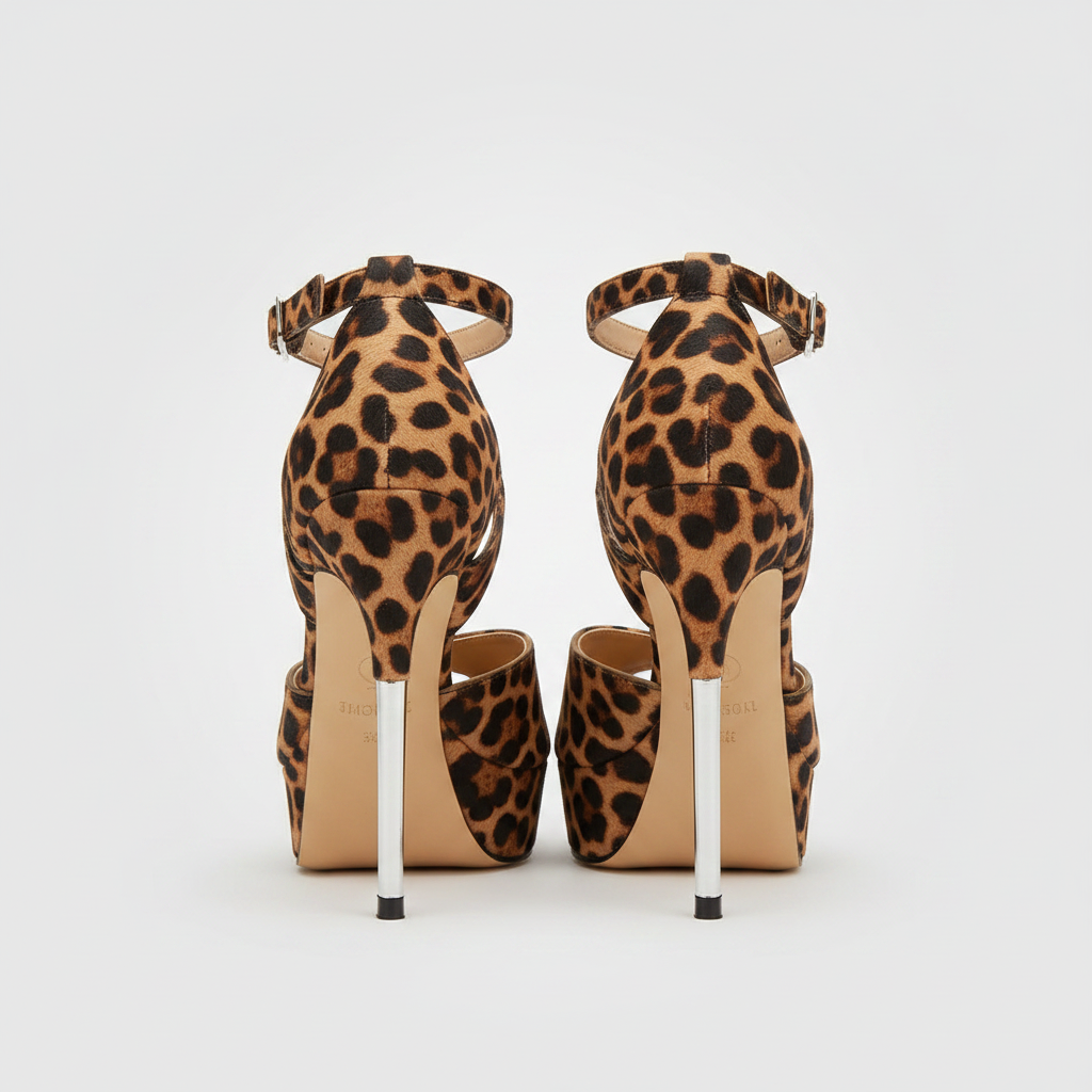Leopard Print Ankle Strap Heels