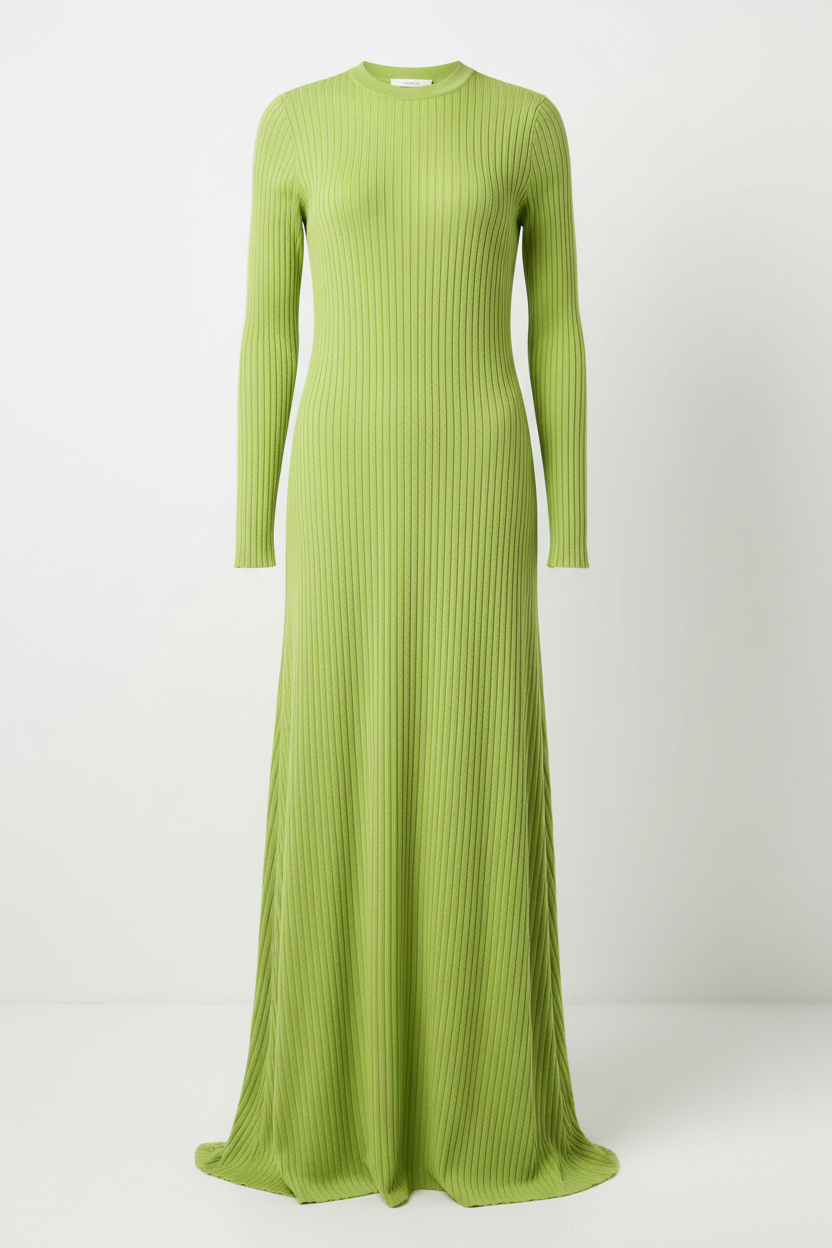 Coastal Divas Lime Green Ribbed Maxi Dress